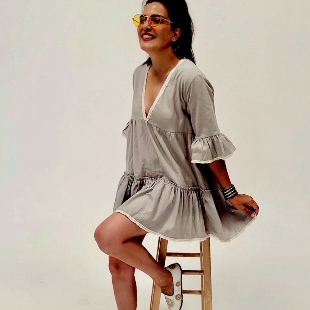 Organic Cotton Maternity Tunic Dress with Cotton Lace Trim- Non-toxic, Comfy - Picture 10 of 10